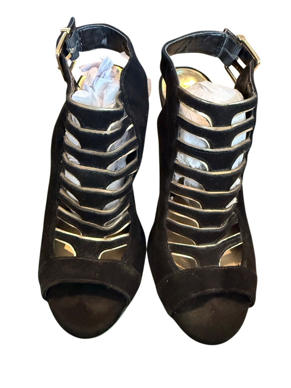 Gianni Bini Suede & Leather Women's Black Strappy Suede Gladiator Heels